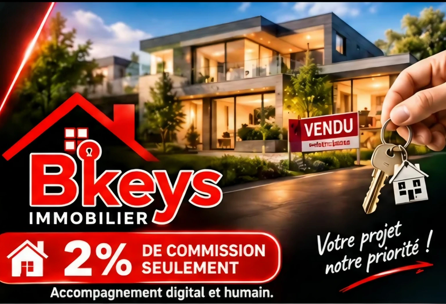 BKEYS Immobilier : 2 % de commission et accompagnement digital et humain